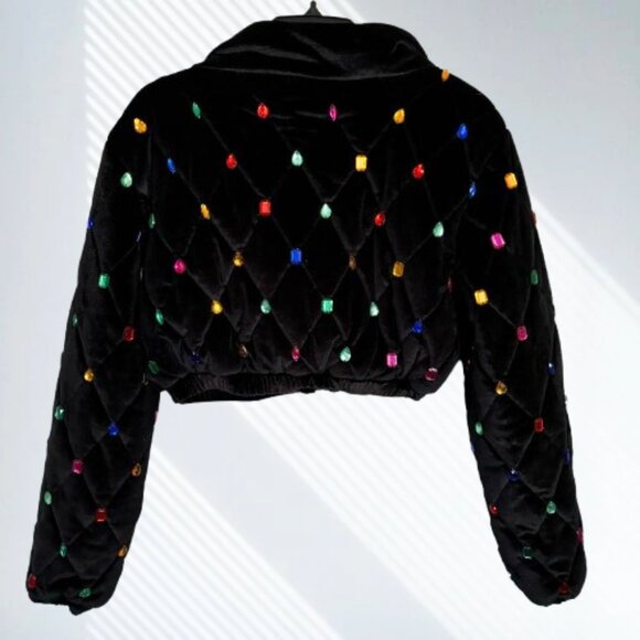 NWT Dolls Kill Horoscopez Sold Out Natural Wonder Bejeweled Puffer Jacket SZ M - Picture 11 of 16